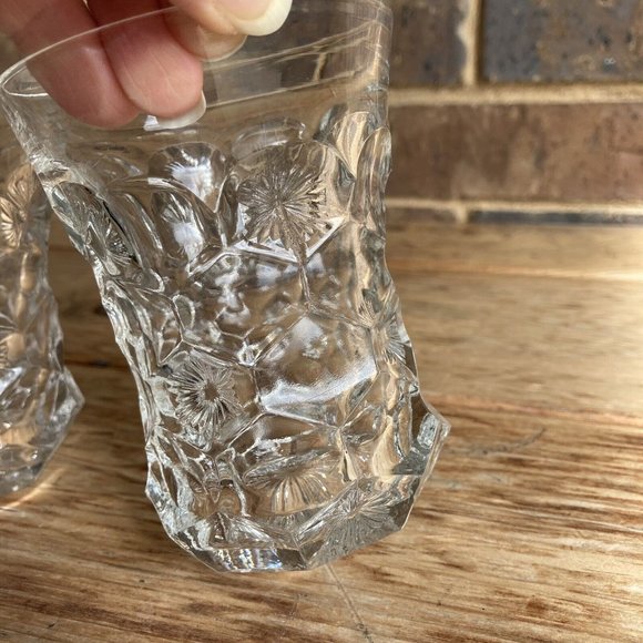 2 Fostoria Old English No. 1460 Tumblers Rocks Glasses Honeycomb and Stars 1906 - Picture 5 of 8